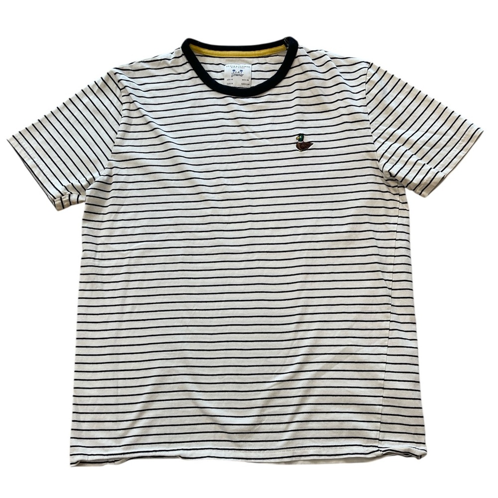 Denim & Flower Navy and White Striped Cotton Duck Short Sleeve Tee